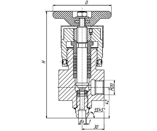 Запорный клапан СК 21016 - конструктивная схема исполнение №4