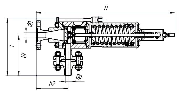 Клапан импульсный УФ 53074 - габаритная схема