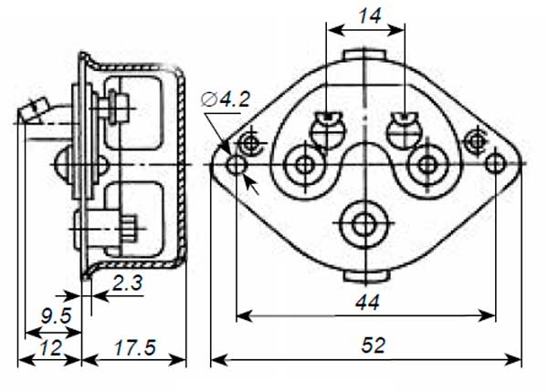 Габаритная схема термовыключателя АД-155М-А7К