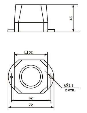 Схема габаритных и присоединительных размеров оповещателя Дуэт С-03С-24 В