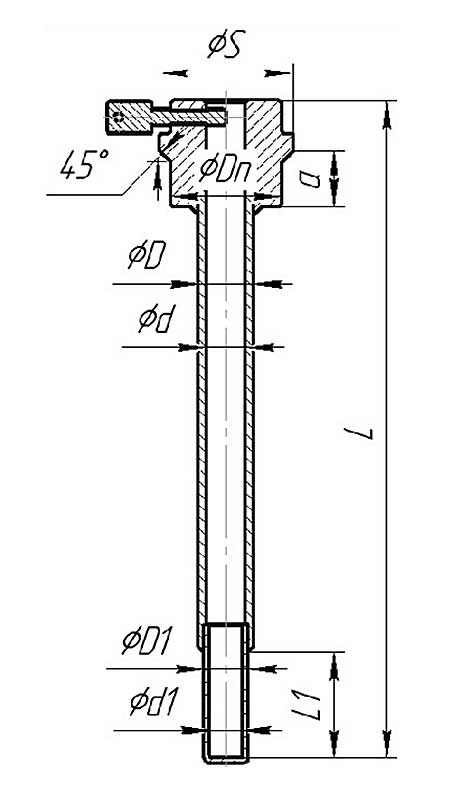 Схема гильзы защитной термометрической ГПП-ГЗ-102
