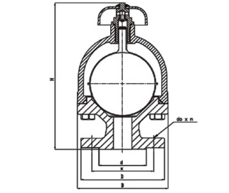 Габаритна схема клапана воздухоотводящего фланцевого ZETKAMA 917А