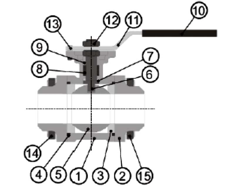 Конструктивная схема крана шарового полнопроходного IVR 670 под приварку